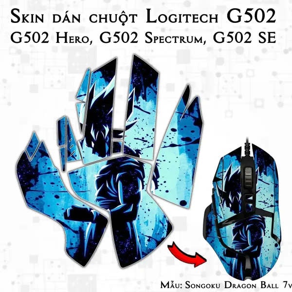 Skin dán chuột Logitech G502 mẫu Songoku Dragon Ball 7vnr101