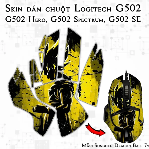 Skin dán chuột Logitech G502 mẫu Songoku Dragon Ball 7vnr102
