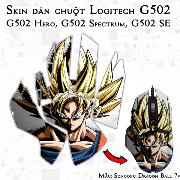 Skin dán chuột Logitech G502 mẫu Songoku Dragon Ball 7vnr103