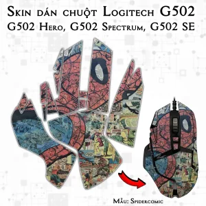 Skin dán chuột Logitech G502 mẫu Spidercomic