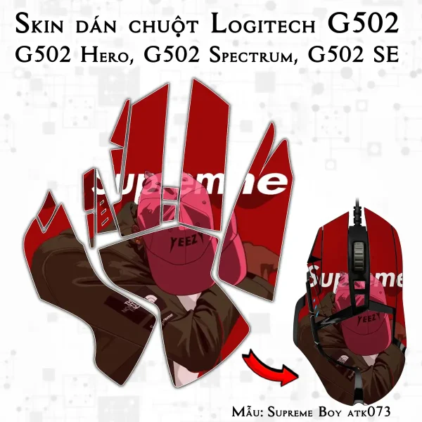 Skin dán chuột Logitech G502 mẫu Supreme Boy atk073