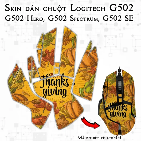 Skin dán chuột Logitech G502 mẫu thiết kế atk303