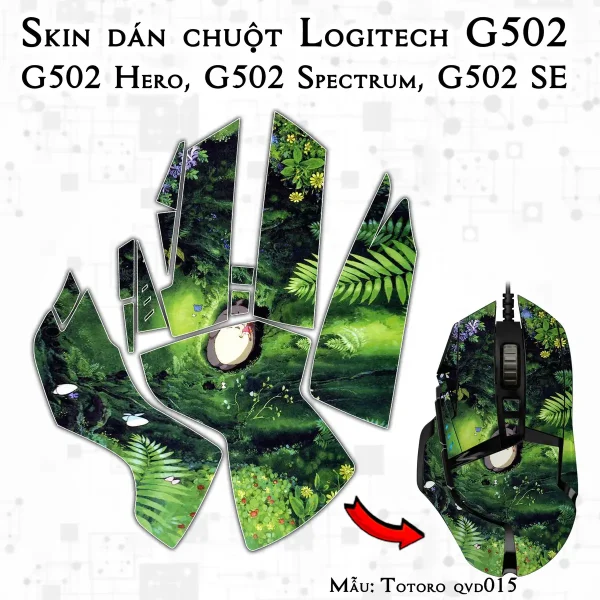 Skin dán chuột Logitech G502 mẫu Totoro qvd015