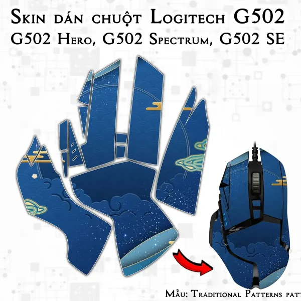Skin dán chuột Logitech G502 mẫu Traditional Patterns patt03