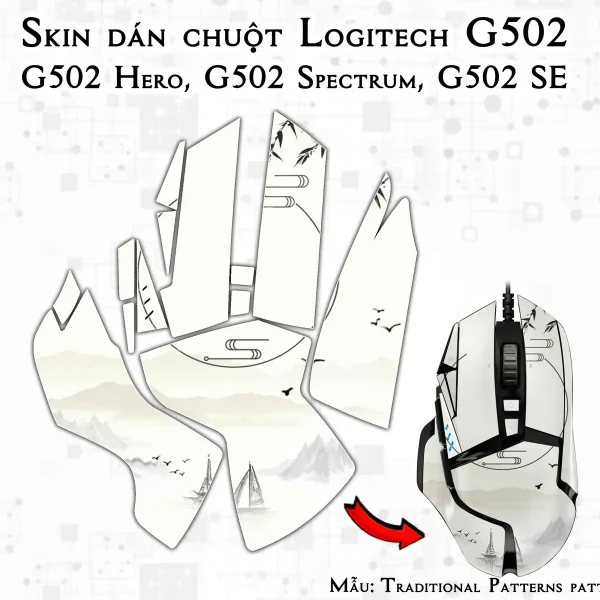 Skin dán chuột Logitech G502 mẫu Traditional Patterns patt10