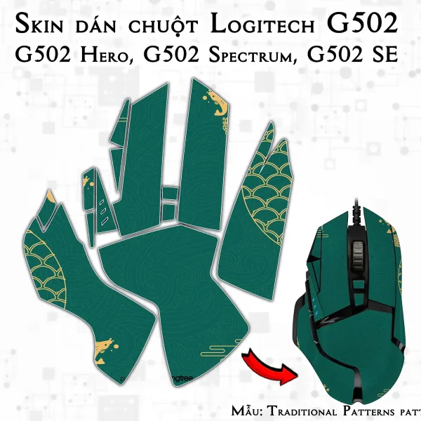 Skin dán chuột Logitech G502 mẫu Traditional Patterns patt11