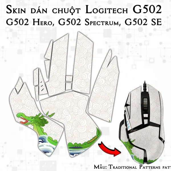 Skin dán chuột Logitech G502 mẫu Traditional Patterns patt12