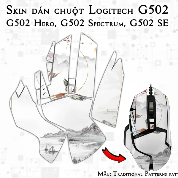Skin dán chuột Logitech G502 mẫu Traditional Patterns patt13