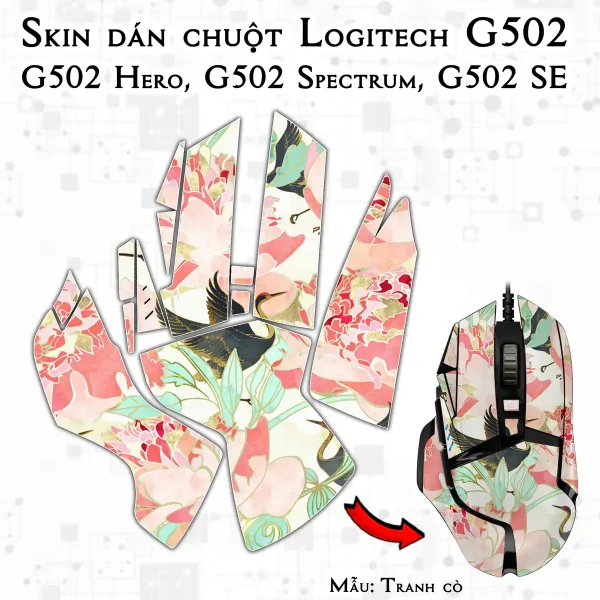 Skin dán chuột Logitech G502 mẫu Tranh cò