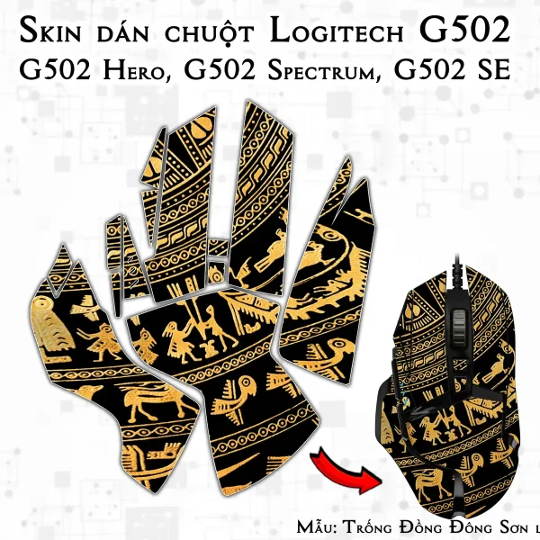 Skin dán chuột Logitech G502 mẫu Trống Đồng Đông Sơn lsm051