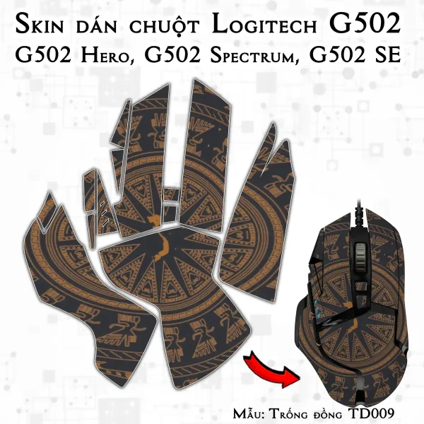Skin dán chuột Logitech G502 mẫu Trống đồng TD009
