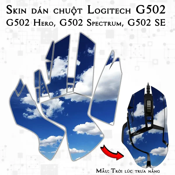 Skin dán chuột Logitech G502 mẫu Trời lúc trưa nắng