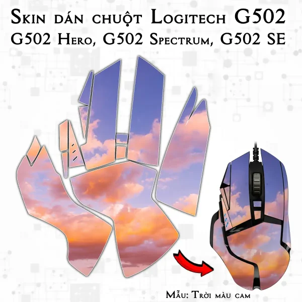 Skin dán chuột Logitech G502 mẫu Trời màu cam