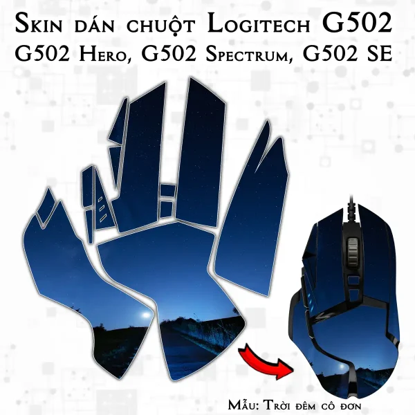 Skin dán chuột Logitech G502 mẫu Trời đêm cô đơn