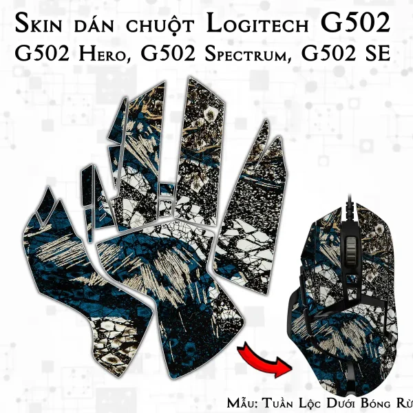 Skin dán chuột Logitech G502 mẫu Tuần Lộc Dưới Bóng Rừng lsm054