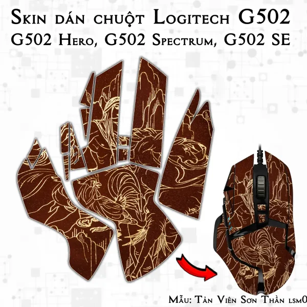 Skin dán chuột Logitech G502 mẫu Tản Viên Sơn Thần lsm061