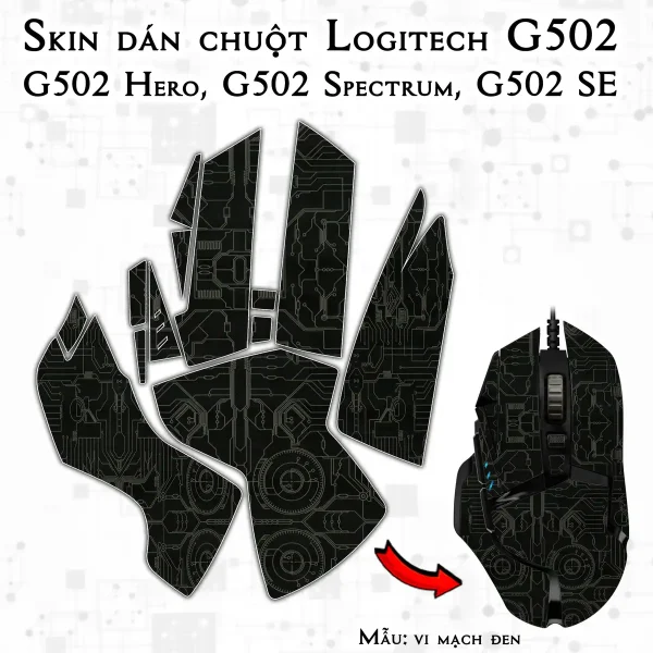 Skin dán chuột Logitech G502 mẫu vi mạch đen