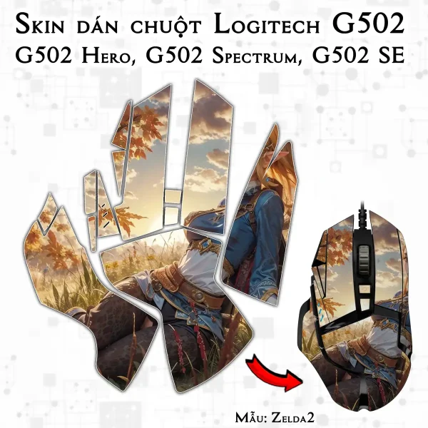 Skin dán chuột Logitech G502 mẫu Zelda2