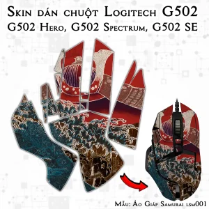 Skin dán chuột Logitech G502 mẫu Áo Giáp Samurai lsm001
