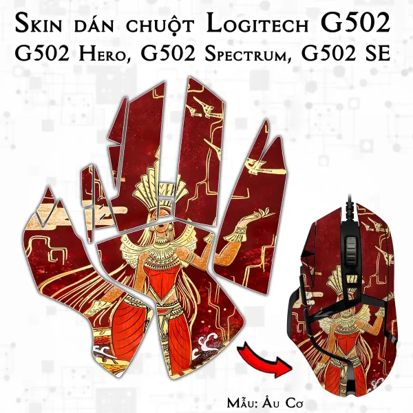 Skin dán chuột Logitech G502 mẫu Âu Cơ