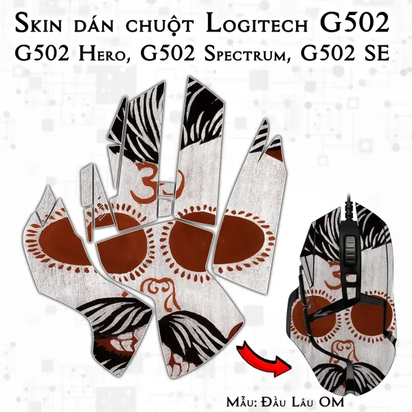 Skin dán chuột Logitech G502 mẫu Đầu Lâu OM