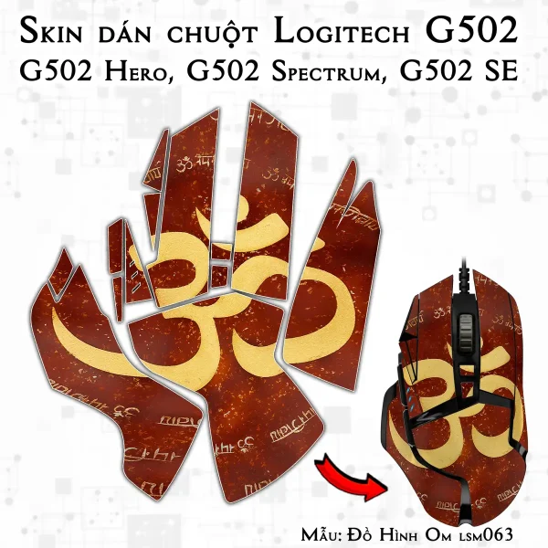 Skin dán chuột Logitech G502 mẫu Đồ Hình Om lsm063