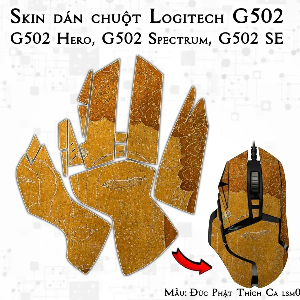 Skin dán chuột Logitech G502 mẫu Đức Phật Thích Ca lsm015