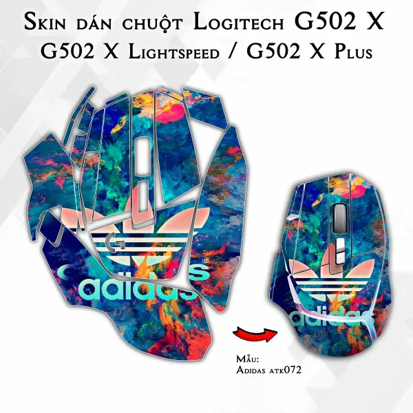 Skin dán chuột Logitech G502 X mẫu Adidas atk072