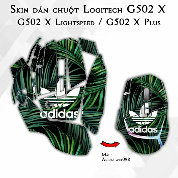 Skin dán chuột Logitech G502 X mẫu Adidas atk098