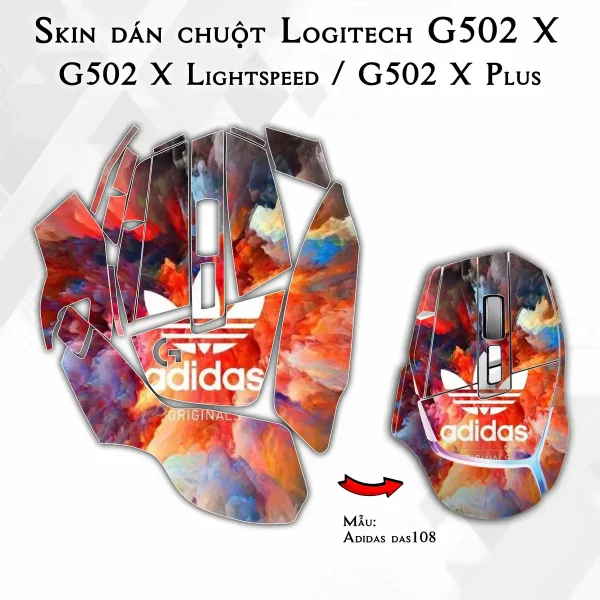 Skin dán chuột Logitech G502 X mẫu Adidas das108