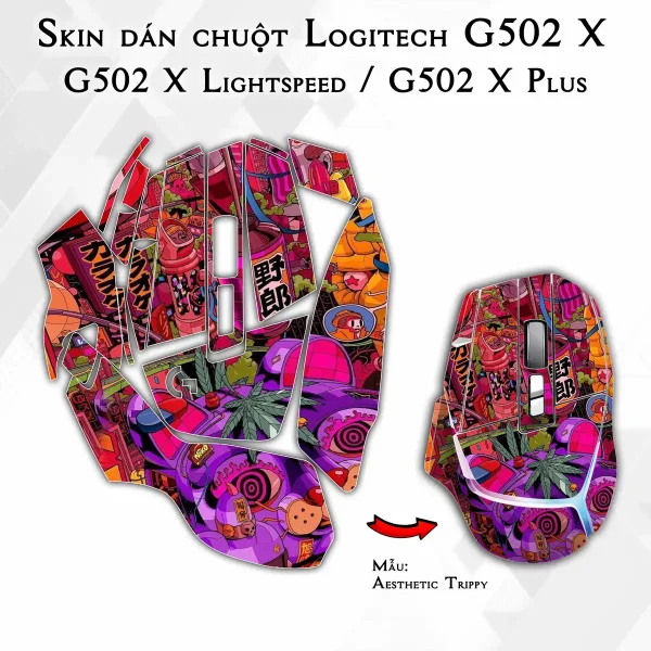 Skin dán chuột Logitech G502 X mẫu Aesthetic Trippy