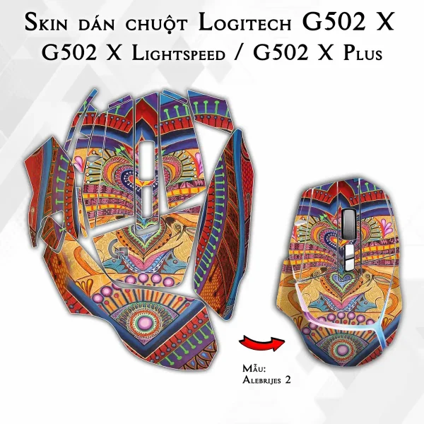 Skin dán chuột Logitech G502 X mẫu Alebrijes 2