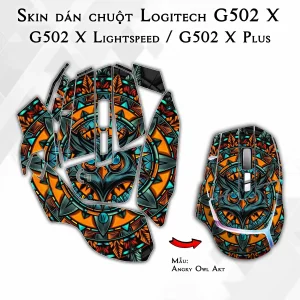 Skin dán chuột Logitech G502 X mẫu Angry Owl Art