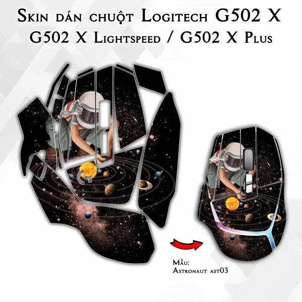 Skin dán chuột Logitech G502 X mẫu Astronaut ast03