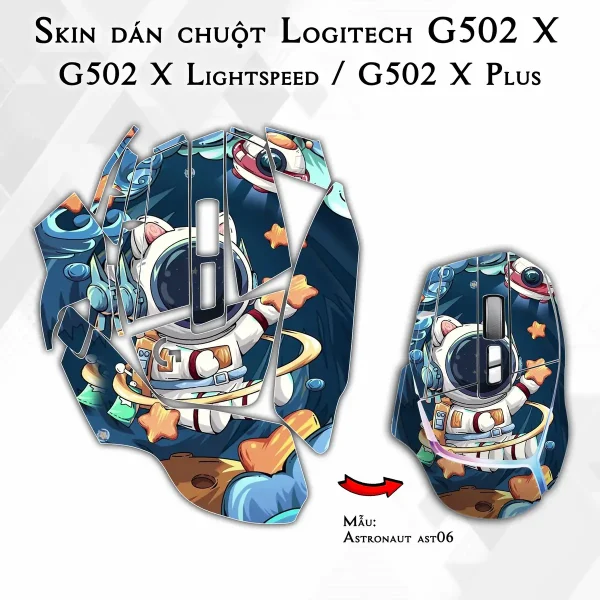 Skin dán chuột Logitech G502 X mẫu Astronaut ast06