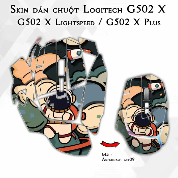Skin dán chuột Logitech G502 X mẫu Astronaut ast09