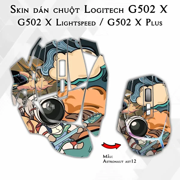 Skin dán chuột Logitech G502 X mẫu Astronaut ast12