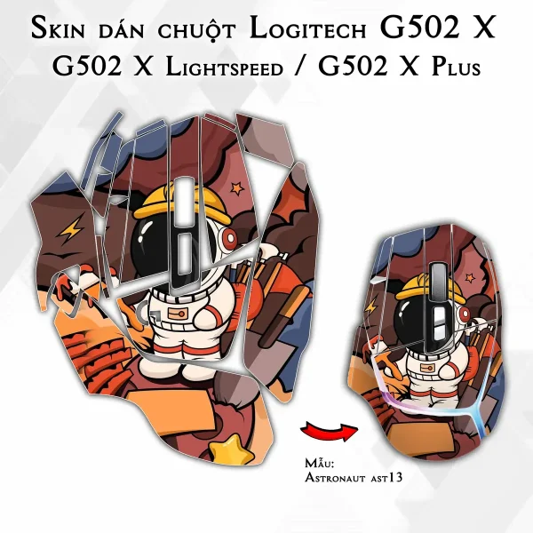 Skin dán chuột Logitech G502 X mẫu Astronaut ast13