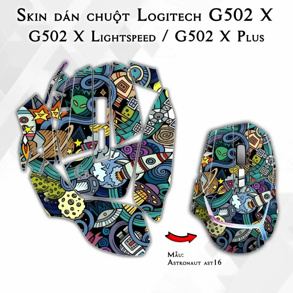 Skin dán chuột Logitech G502 X mẫu Astronaut ast16