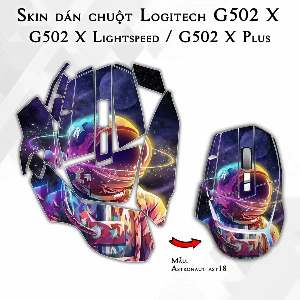 Skin dán chuột Logitech G502 X mẫu Astronaut ast18