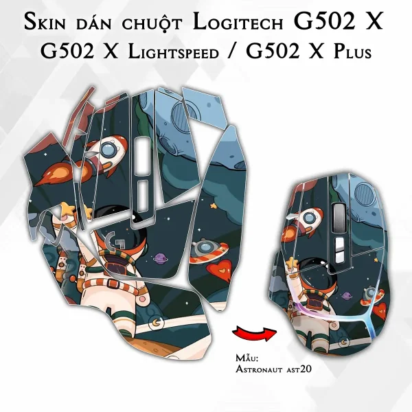 Skin dán chuột Logitech G502 X mẫu Astronaut ast20