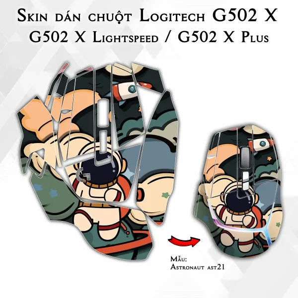 Skin dán chuột Logitech G502 X mẫu Astronaut ast21