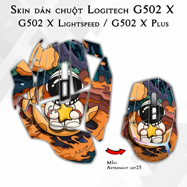 Skin dán chuột Logitech G502 X mẫu Astronaut ast25