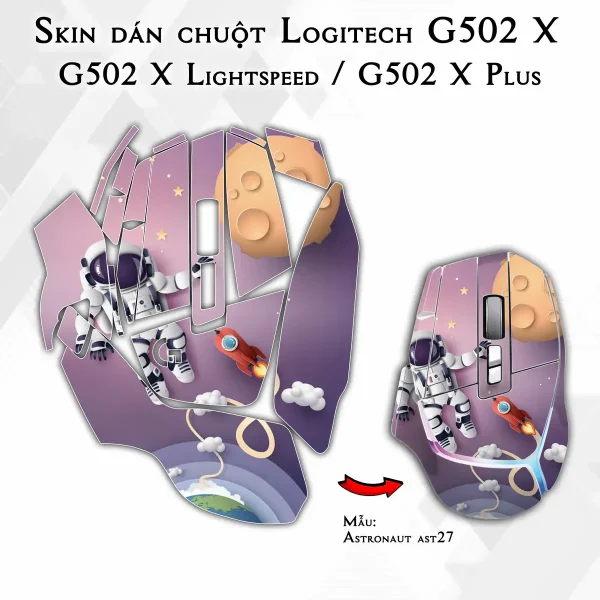 Skin dán chuột Logitech G502 X mẫu Astronaut ast27