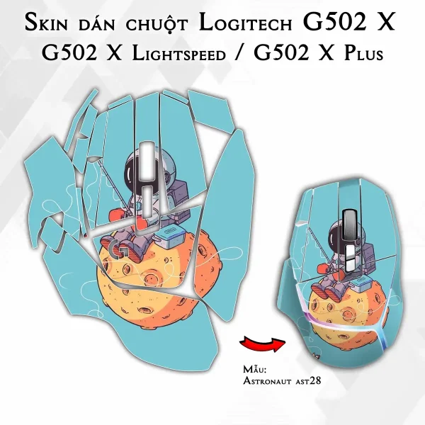 Skin dán chuột Logitech G502 X mẫu Astronaut ast28