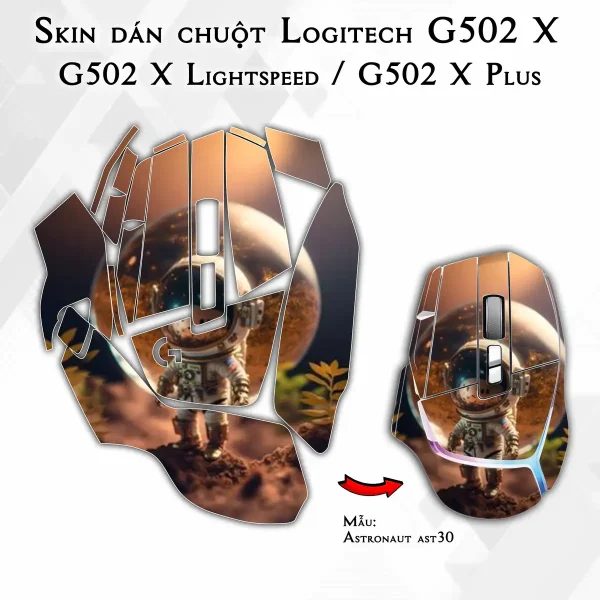 Skin dán chuột Logitech G502 X mẫu Astronaut ast30