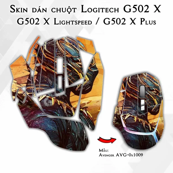 Skin dán chuột Logitech G502 X mẫu Avenger avg1009