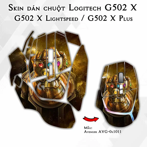 Skin dán chuột Logitech G502 X mẫu Avenger avg1011