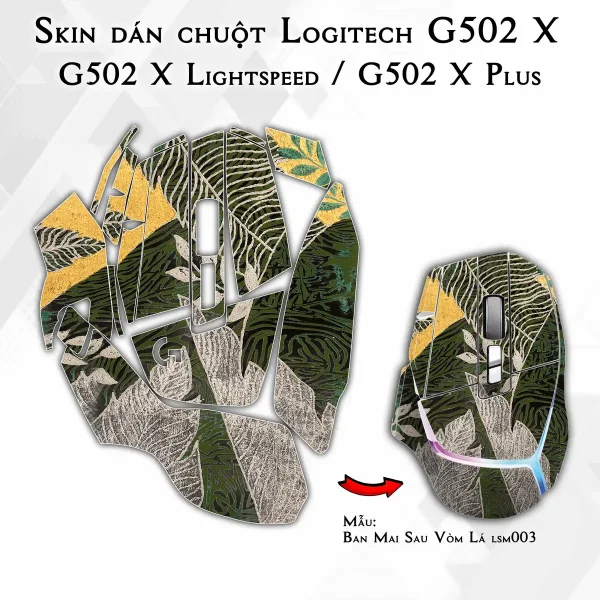 Skin dán chuột Logitech G502 X mẫu Ban Mai Sau Vòm Lá lsm003