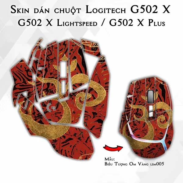 Skin dán chuột Logitech G502 X mẫu Biểu Tượng Om Vàng lsm005